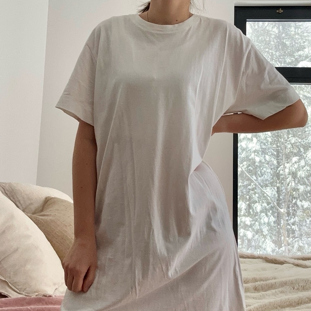 ARITZIA WILFRED FREE WHITE T-SHIRT DRESS - M